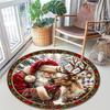 Cute Christmas Day Gift Bell Santa Claus Snowman Christmas Tree round rug Home Soft Decorative Anti slip Chair Mat Carpet Outdoor Floor Mat Carpet 16