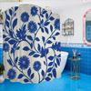 A Bathroom Shower Curtain Featuring a Blue Sun Print Design, Perfect for Anniversaries, Includes 12 Hooks, Measuring 180*180Cm