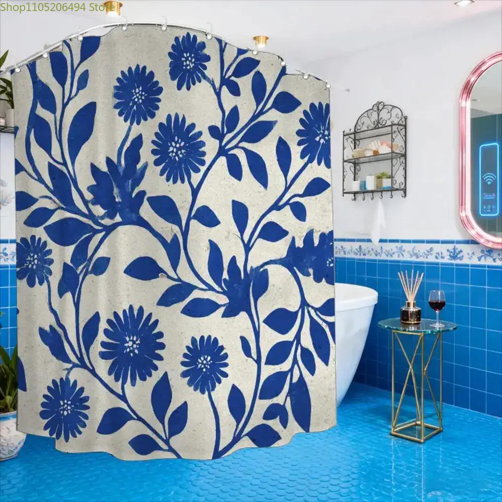 A Bathroom Shower Curtain Featuring a Blue Sun Print Design, Perfect for Anniversaries, Includes 12 Hooks, Measuring 180*180Cm