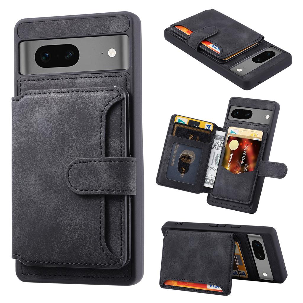 For Google Pixel 6a Leather Coated TPU Phone Case RFID Blocking Wallet Phone Kickstand Cover