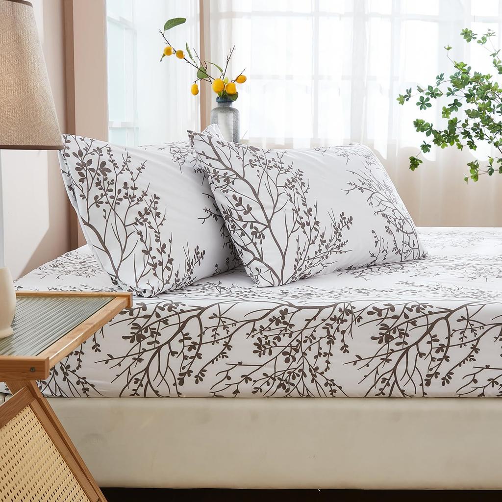Malý svěží rostlinný vzor Matrace Třídílná Digitální Tisk Matrace Povlečení Sada Pro Dospělé Děti