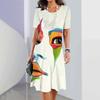 2024 New 3D Face Print Dresses For Women's Elegant Midi Dresses Summer Female Short Sleeve Dress Fashion Oversized Clothes