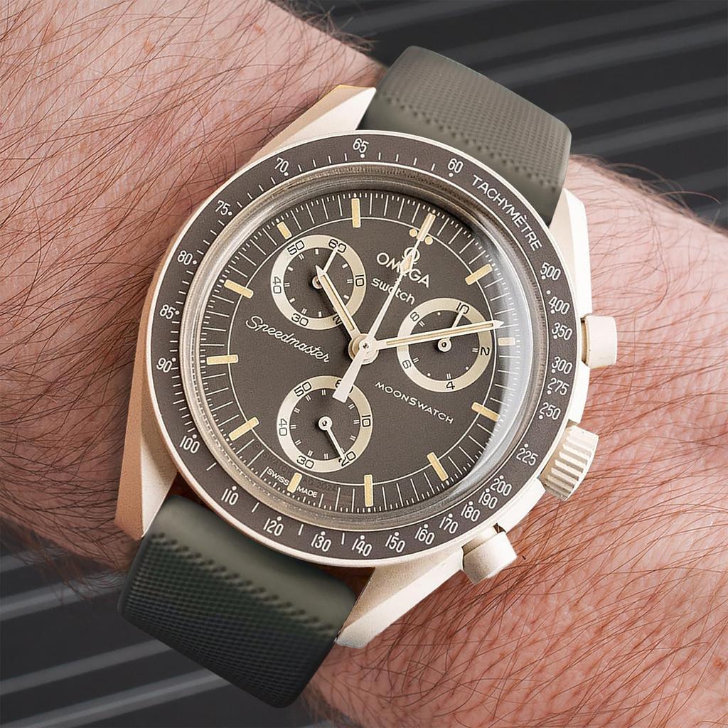 Ocdin 20mm Uhrenarmband für Omega und Moon Einfacher Austausch Silikonarmband für Männer und Frauen Braun X, Swatch, Speedmaster, Swatch, (20mm, Grün)