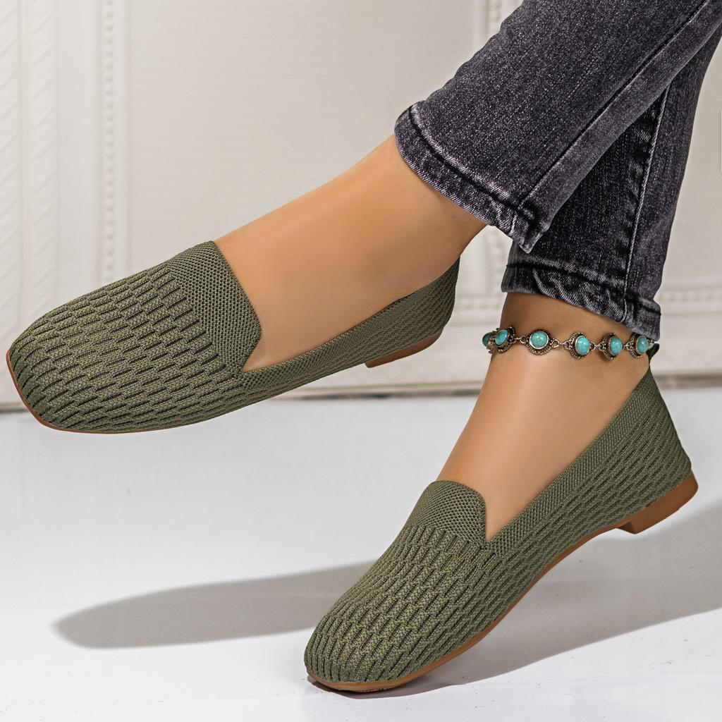 Fashion Large Size Women Shoes Autumn Square Toe Fashion Breathable Casual Shoes Lightweight Comfortable Vintage Outdoor Non Slip Flats