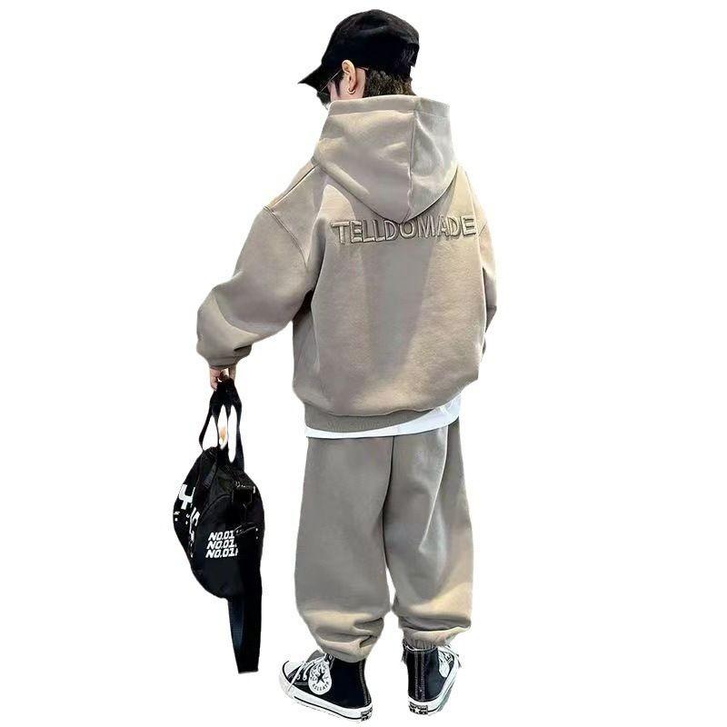 Hoodies Set Solid Color Men's Children's Sets Child Boys Kids Clothes Boy Elementary Student Suit Autumn Winter