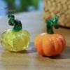Halloween Pumpkin Ornament Hand Blown Glass Figurine, Mini Thanksgiving Fall Season Decoration Statue, Faux Crystal for Harvest Colorful