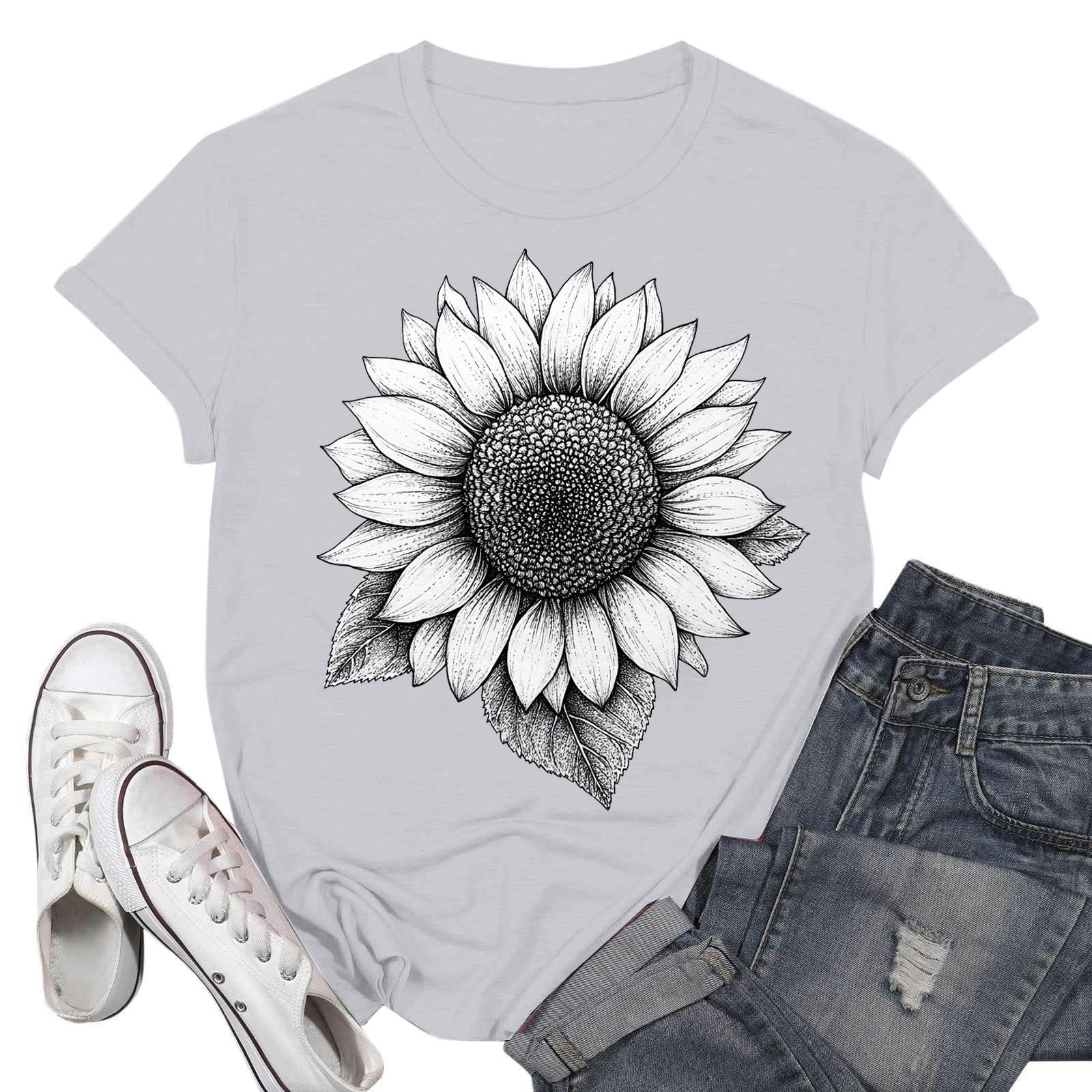 

Жіночі модні повсякденні пуловери з принтом і круглим вирізом з короткими рукавами XL білий