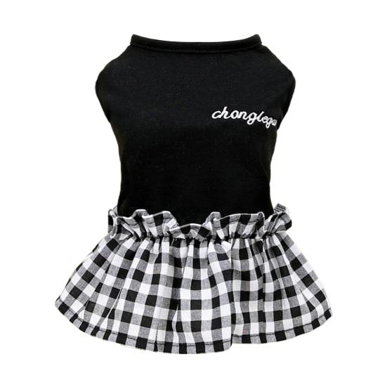 

Платье для домашних животных с круглым вырезом, удобное решетчатое очаровательное мягкое платье без рукавов для домашних животных, одежда для домашних животных, товары для домашних животных XS чёрный