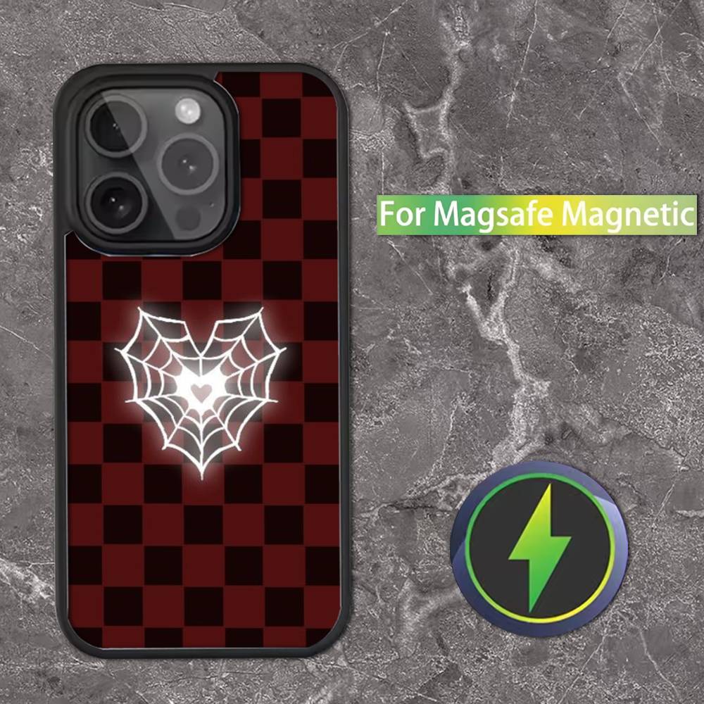 Cool S-Spider Web H-Heart Phone Case For iPhone 17,16,15,14,13,12,11,Pro,Max,Plus,Mini,SE Magsafe Magnetic Wireless Charging