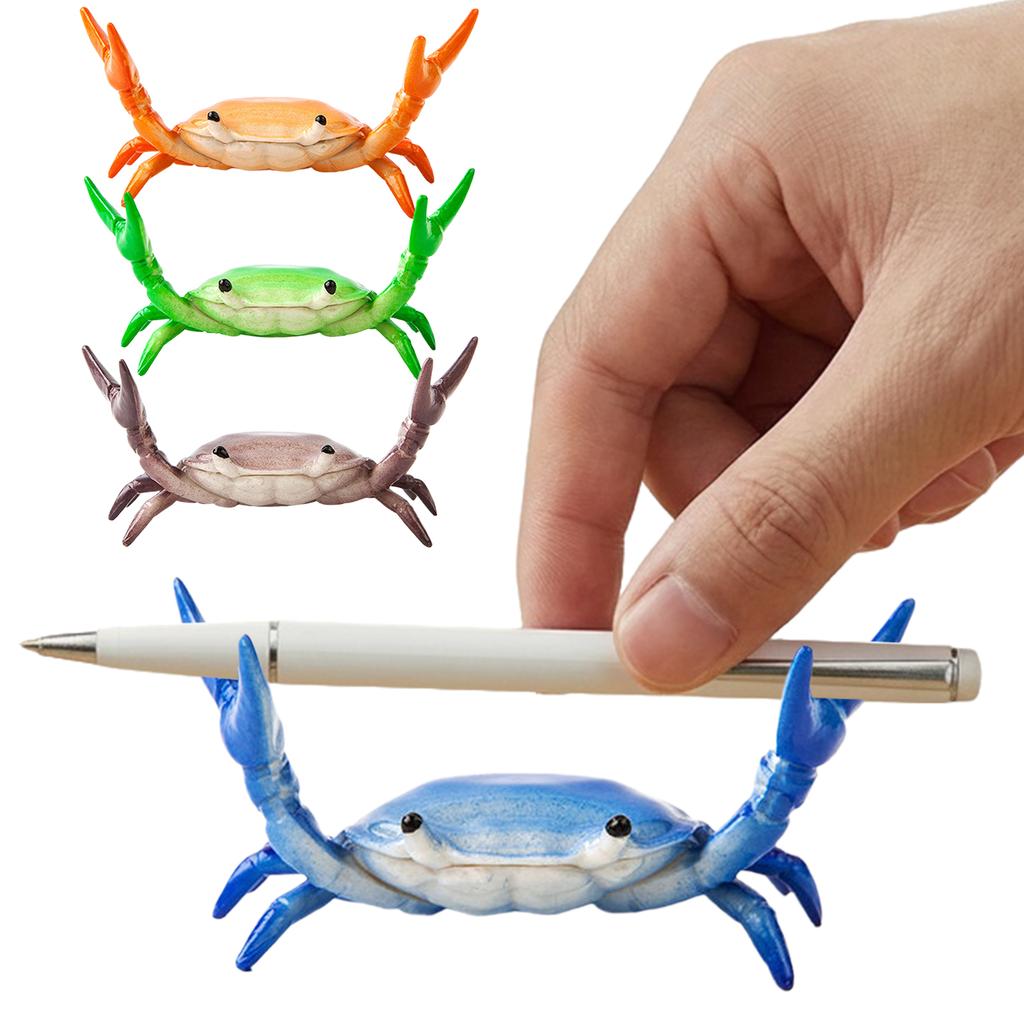 Cute Crab-Shaped Pen Holder Decorative Sculpture Sturdy Desktop Accessories Novelty Stand for Office Home Study Desk Tabletop
