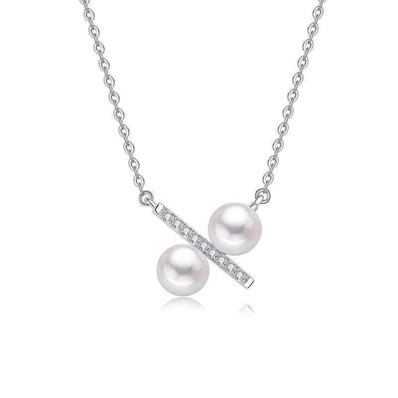 Stylish 925 Sterling Silver Freshwater Pearl Clavicle Necklace 925 Sterling Silver