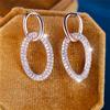 Cute Female Crystal White Black Zircon Stud Earrings Vintage Rose Gold Color Party Wedding Jewelry For Women
