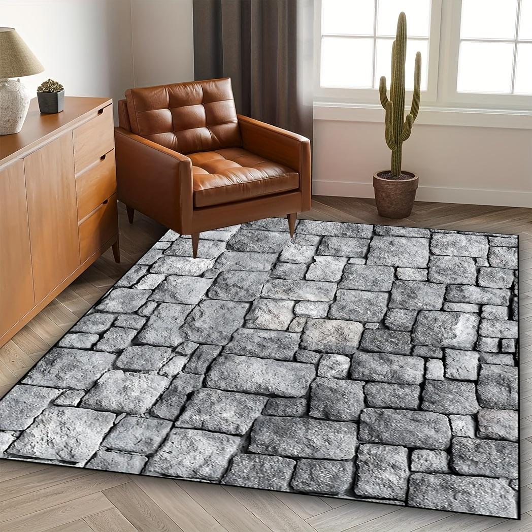 

Ковер с рисунком каменной кладки - Нескользящий моющийся полиэстеровый коврик, Прямоугольная подкладка для прихожей, спальни, гостиной, для использования в помещении/на улице 60*90cm