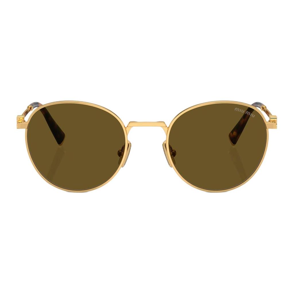 Miu Miu Logo Detail Round Sunglasses Women sunglasses Gold MU55ZS5AK09Z
