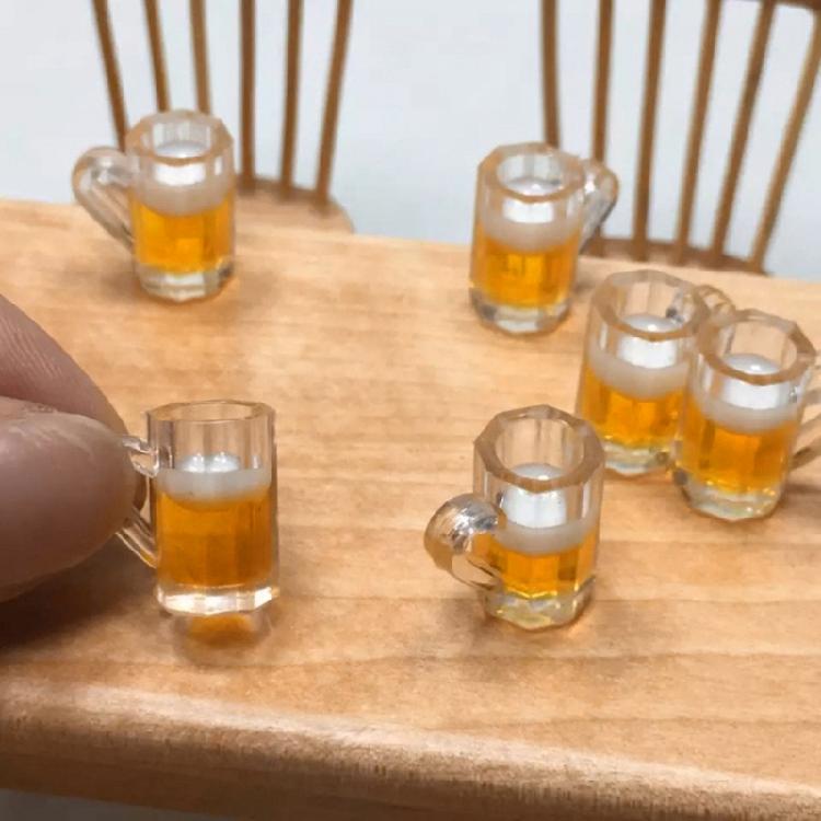 10PCS Miniature Beer Glass Dollhouse Mug Models Fairy Garden Doll House Decor