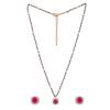 Estele Sparkling Rose Gold Square Necklace with CZ Designer Mangalsutra Square Necklace Set with Ruby Stones for Women