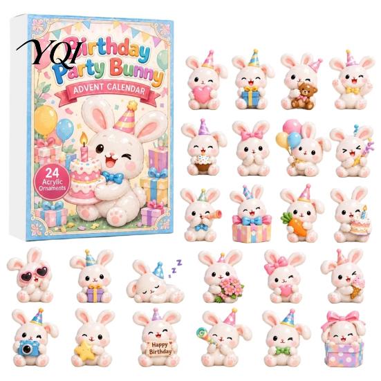 Cute Bunny Pendant Decorations 2026 Advent Calendar, 24 Days Acrylic Rabbit Ornaments Christmas Countdown Kids Calendar 2D Flat Animal Pendants