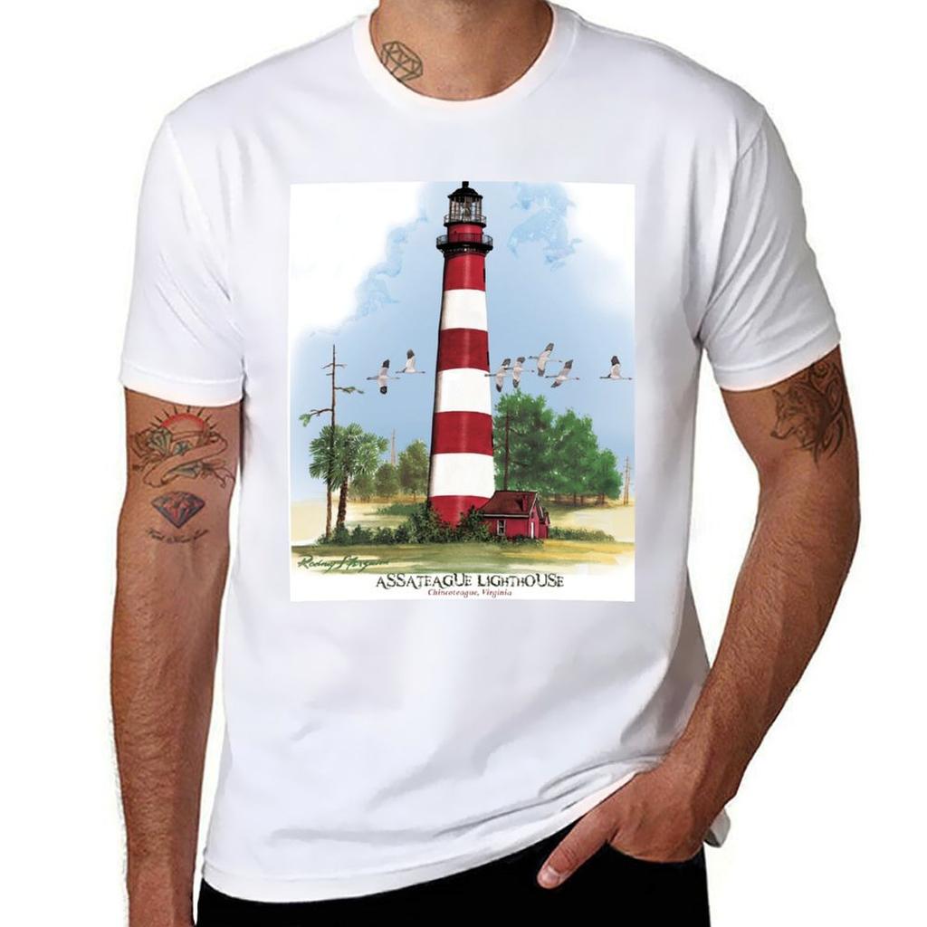 Assateague Lighthouse And Birds Tshirt Casual Trendy Short Sleeve Tshirt