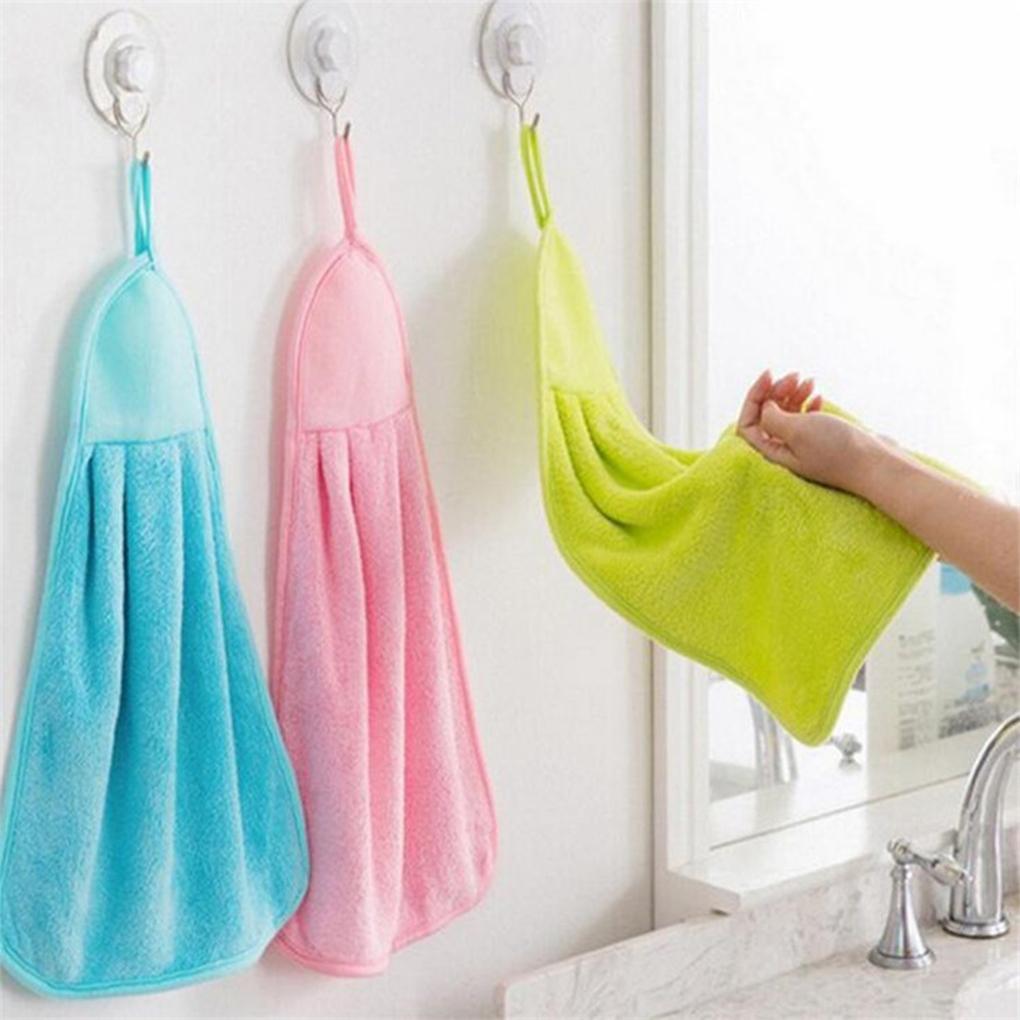 1pcs Kitchen Towel Hanging Kitchen Dish Cloths Cleaning Drying Hand Towel