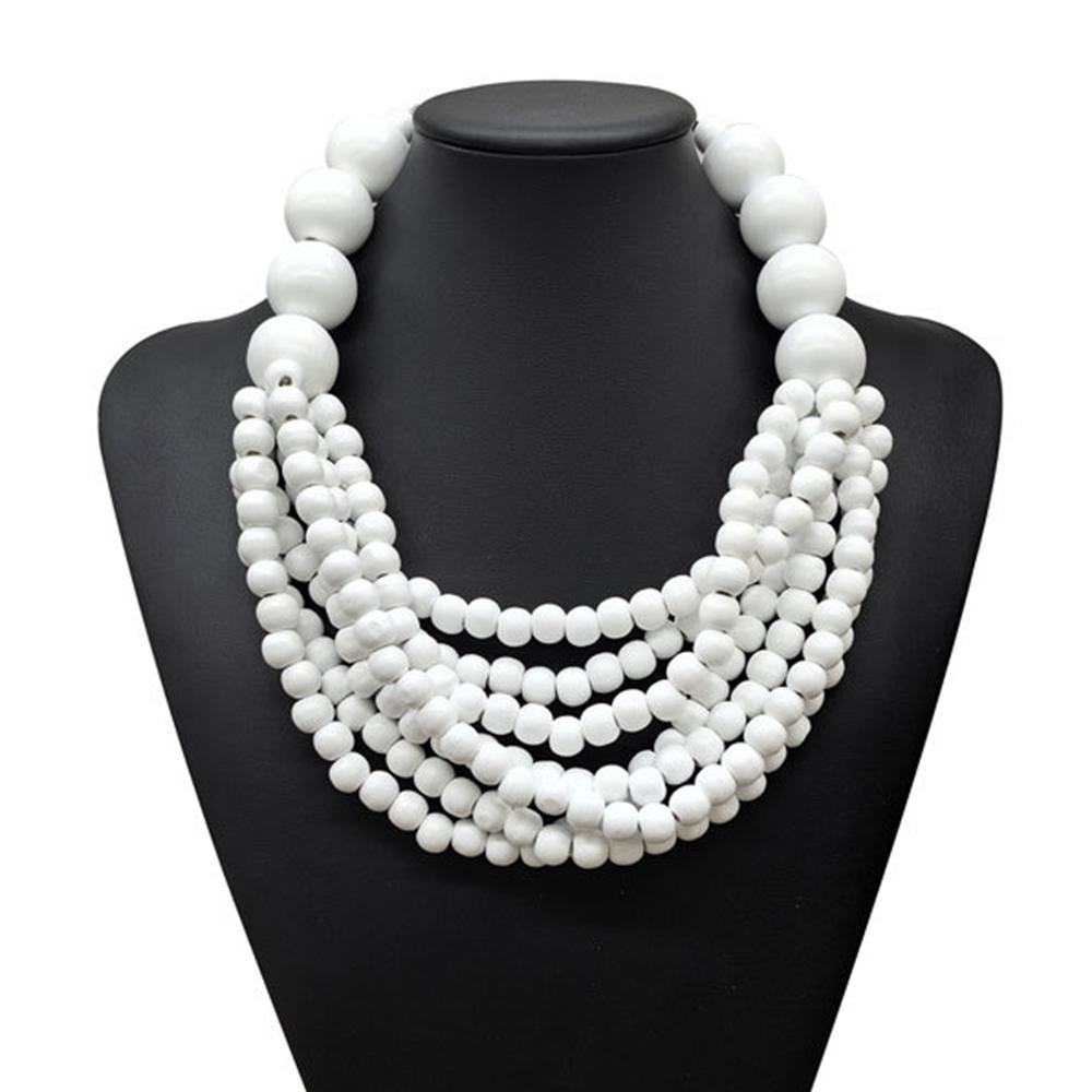 Zircón Africano Tendencia 2025 Estilo Étnico Bohemio Collar Hecho a Mano de Múltiples Capas con Cuentas de Madera Para Mujer Accesorios de Fiesta