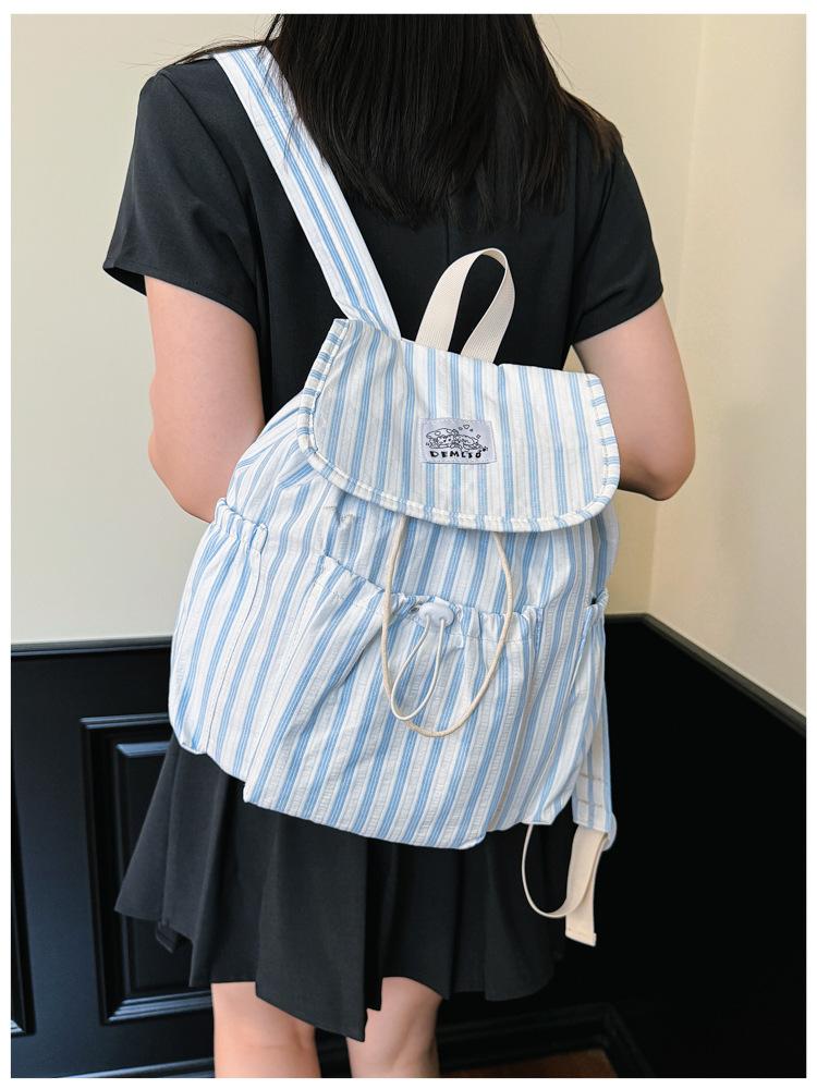 Schoolbag1011 autumn high-value striped backpack female college student commuting leisure small schoolbag outdoor small fresh backpack