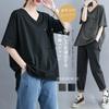 [MlleeSSeeldyTRC] Women's T-Shirt – Short Sleeve, V-Neck, Solid Color, Loose Fit, Size XL, Casual, Breathable, with Pocket
