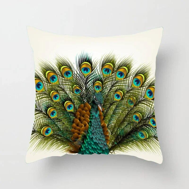 45*45cm Creative Peacock Feather Series Pillowcase Art Life Home Decoration Sofa Office Seat Waist Cushion  Cover