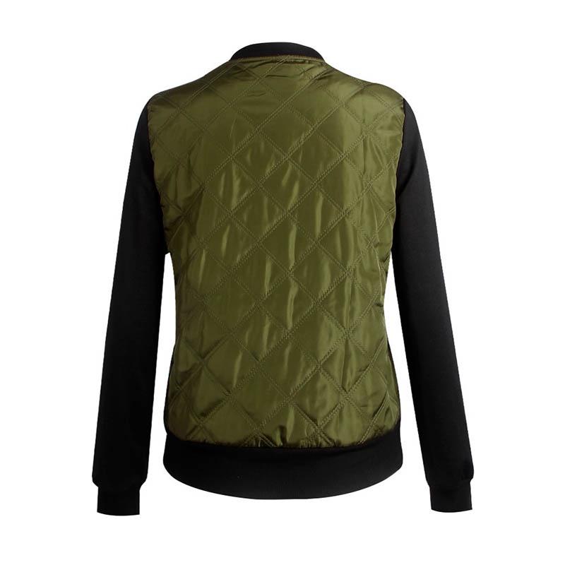 Stylish Womens Classic Padded Bomber Jacket Vintage Zip Biker Coat Long Sleeves