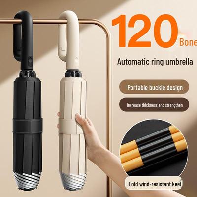 Automatic Buckle Women’s Umbrella: Windproof, Reinforced, Sun & Rain UV Protection