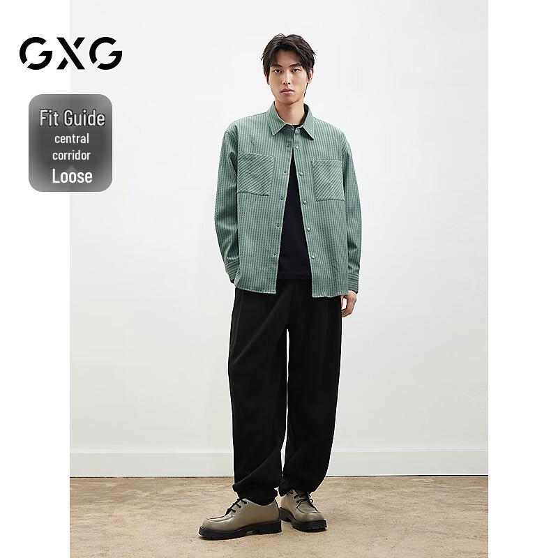 GXG Men's Loose Fit Long Sleeve Lapel Shirt