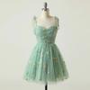 Women's Floral Strappy Evening Gown with Small Train - Perfect for Beach Vacations
