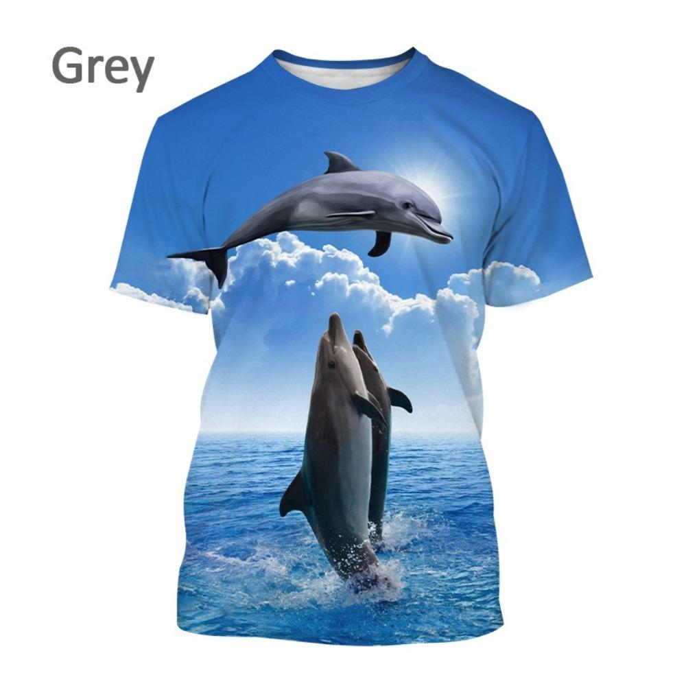 Nové tričko s 3D potiskem delfína Módní duhové kreslené tričko s delfínem Pánské/Dámské Hip Hop Harajuku