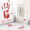 Halloween Blood Handprint Horror Bathroom Shower Curtain Four-Piece 3D Thriller Toilet Three-Piece Floor Mat Carpet