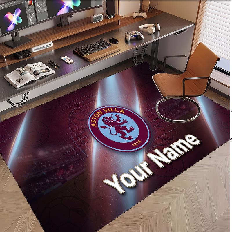 Personalized Crystal Velvet Carpet Aston Villa Pattern Non Slip Floor Rug