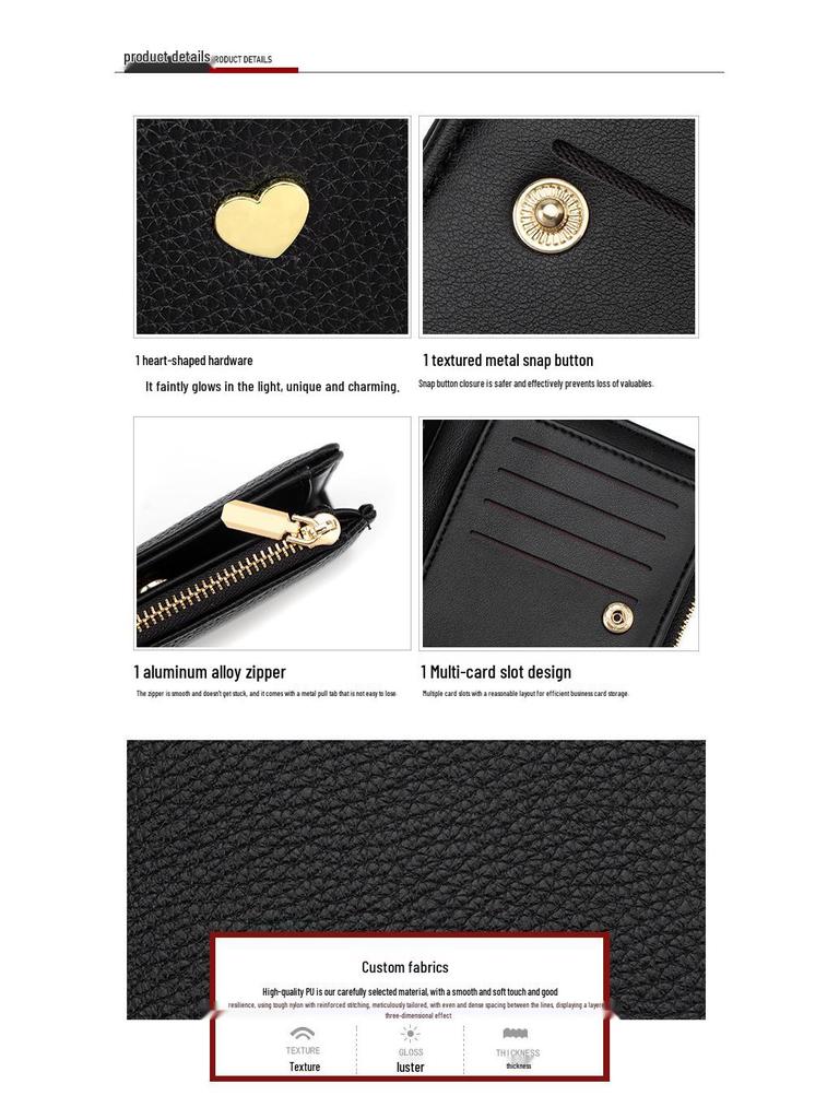 Trendy Women's Lychee Pattern Bi-fold Wallet – Small, Cute Card Holder + Coin Purse