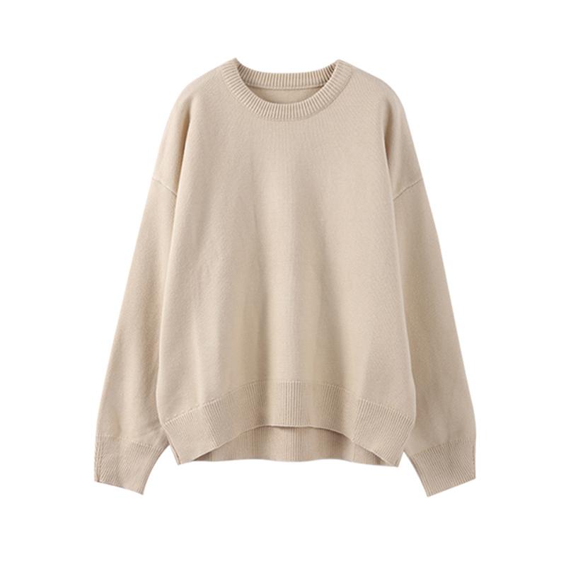 Women Sweaters Knit Basic Pullover Long Sleeve Round Neck Solid Spring Streetwear Knitwear Loose Elegant Jumper Female Tops