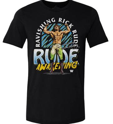 T-shirt da Wrestler Rick Rude VTG nera Manica Corta Tutte le Taglie JJ5058