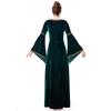 Adult Women Renaissance Retro Medieval Drama Stage Flare Sleeves Dress Gown Halloween Cosplay Costumes Role Play Outfit