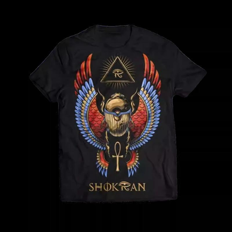 Shokran Band T-Shirt Men's Summer Street Crew Neck Short Sleeve Cotton Comfortable Loose Harajuku Men's and Women's Clothing