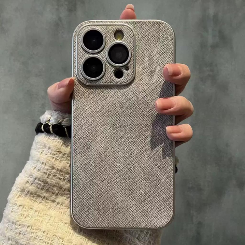 Husă de Telefon din Piele Textilă Mată de Lux Pentru Apple iPhone 15 14 13 12 11 Pro Max Silicon Moale Rezistentă la Șocuri Husă Spate Solidă din Pânză