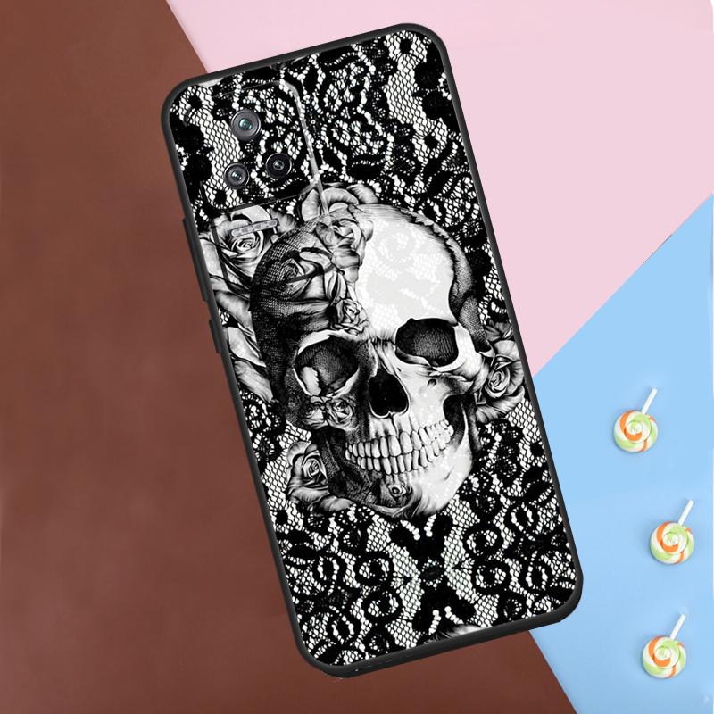 Gothic Floral Skull Case For Xiaomi 13T 14 Pro 11T 12T 12 13 Lite POCO X6 X3 X4 X5 Pro F3 F5 M5s M6 Pro Cover