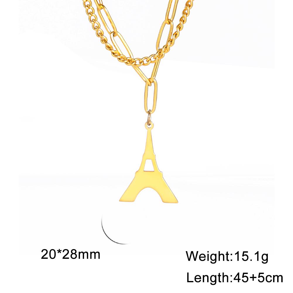 Cazador New France Paris Eiffel Tower Gold Color Pendant Necklaces for Women Stainless Steel Chain on the Neck Jewelry Wholesale