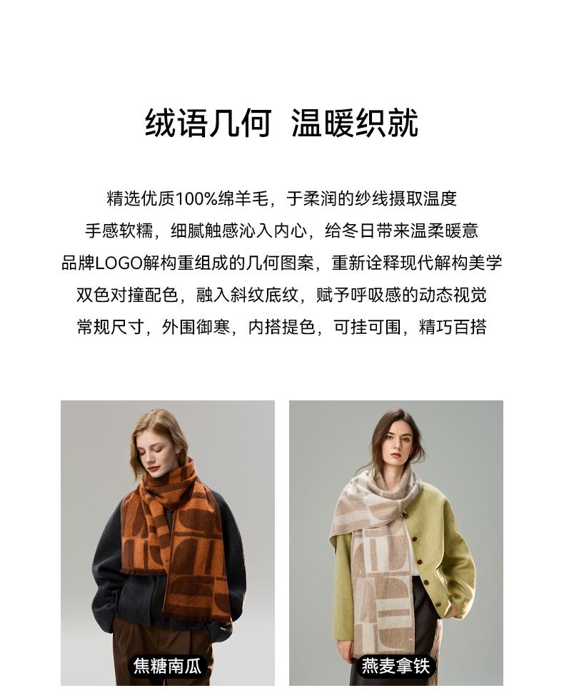 ELLE 100% Sheepskin Scarf Women's Autumn and Winter Warm Fashion Letter Jacquard Shawl Dual purpose