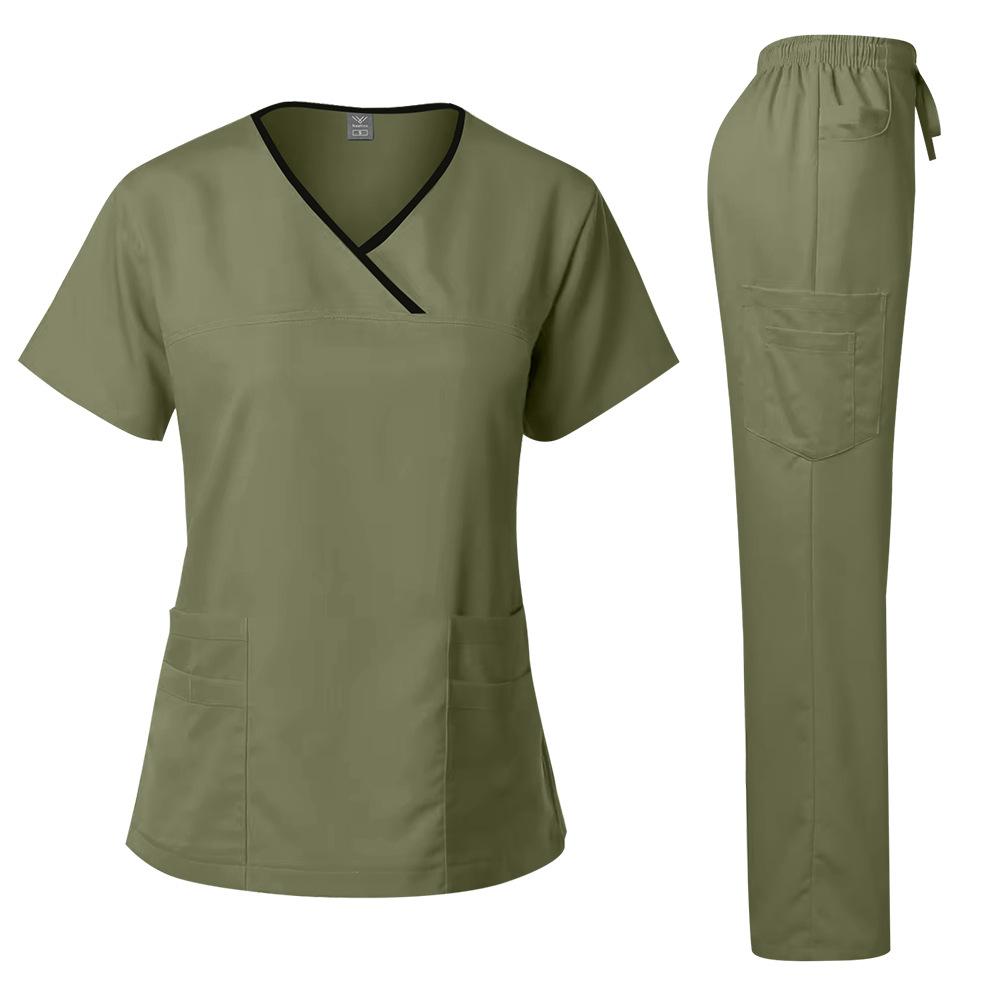 Uniform Pielęgniarki Medyczny Piękno SPA Uniforma Stomatologiczna Scrub Zestaw Scrubów Pielęgniarskich Opieka Zdrowotna Damski Strój Chirurgiczny Góra+Spodnie Garnitur Hurtownia