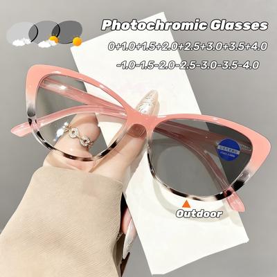 Elegantes Gafas Fotocromáticas Anti-Luz Azul Ojo de Gato para Presbicia Unisex Alta Definición Ultraligeras Gafas de Lectura 0 a +4.0
