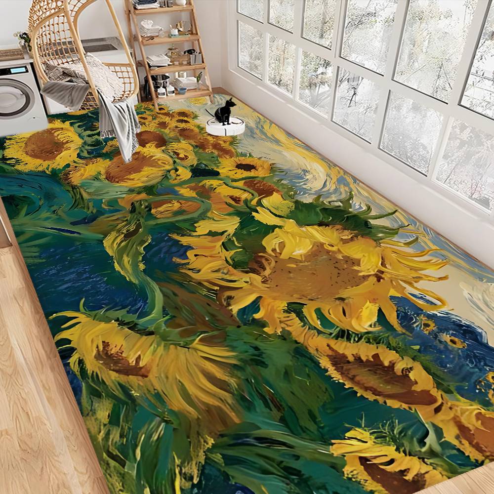Van Gogh Oil Paintings Floor Mat Anti-slip Absorb Water Long Strip Cushion Bedroon Mat Alfombra