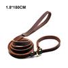 Real Leather Dog Leash Soft Adjustable Loop Collar Pet Slid Leads P Chain Heavy Duty Training Leash for Medium Large Dogs