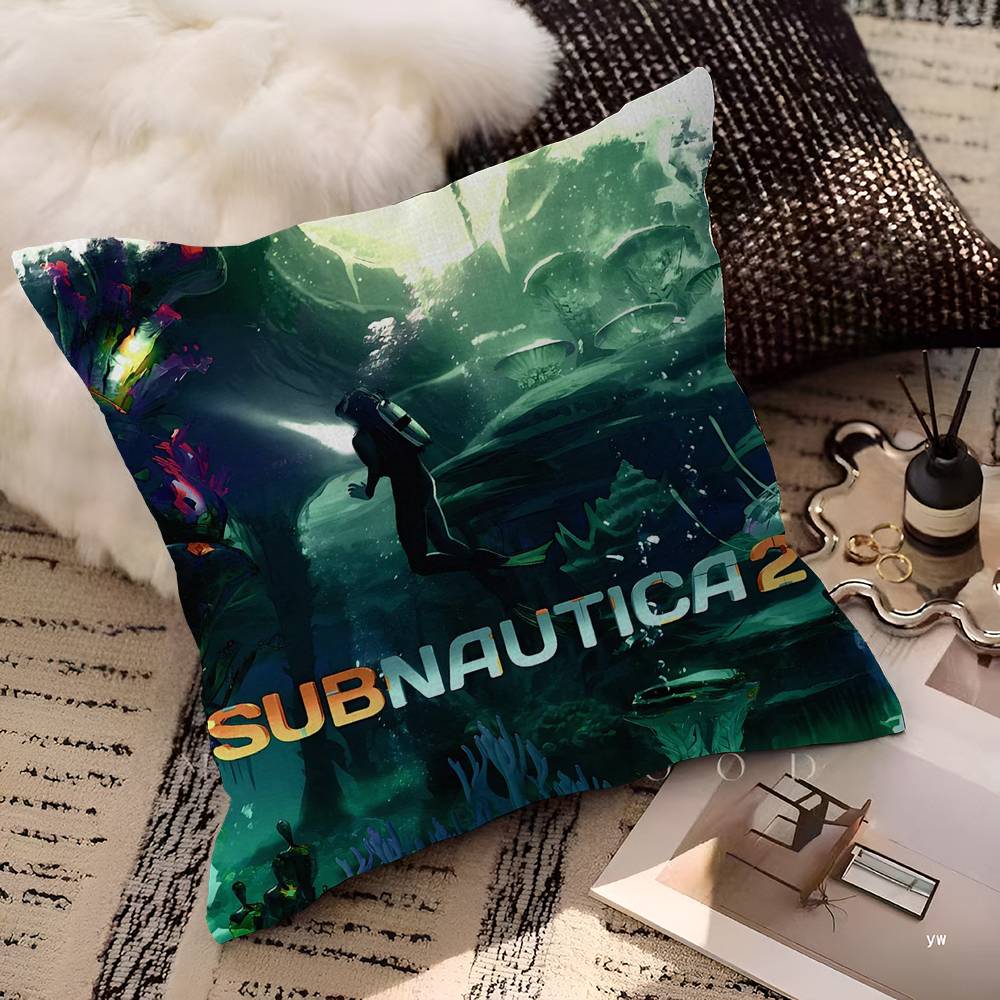 Subnautica Game Cover Pillow Covers Cartoon Sofa Decorative Home Double-sided Printing Short Plush Cute Cushion Cover