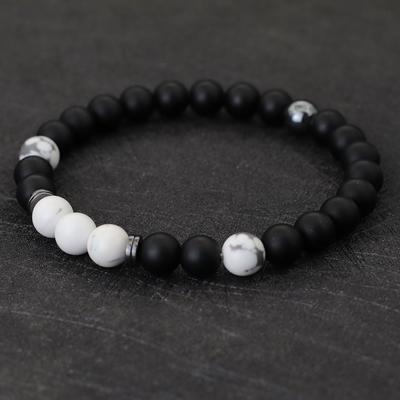 Frosted Black Onyx 8mm Tiger Eye Stone Beaded Bracelet Men Couple Natural Strings Casual Accessories Holiday Gifts