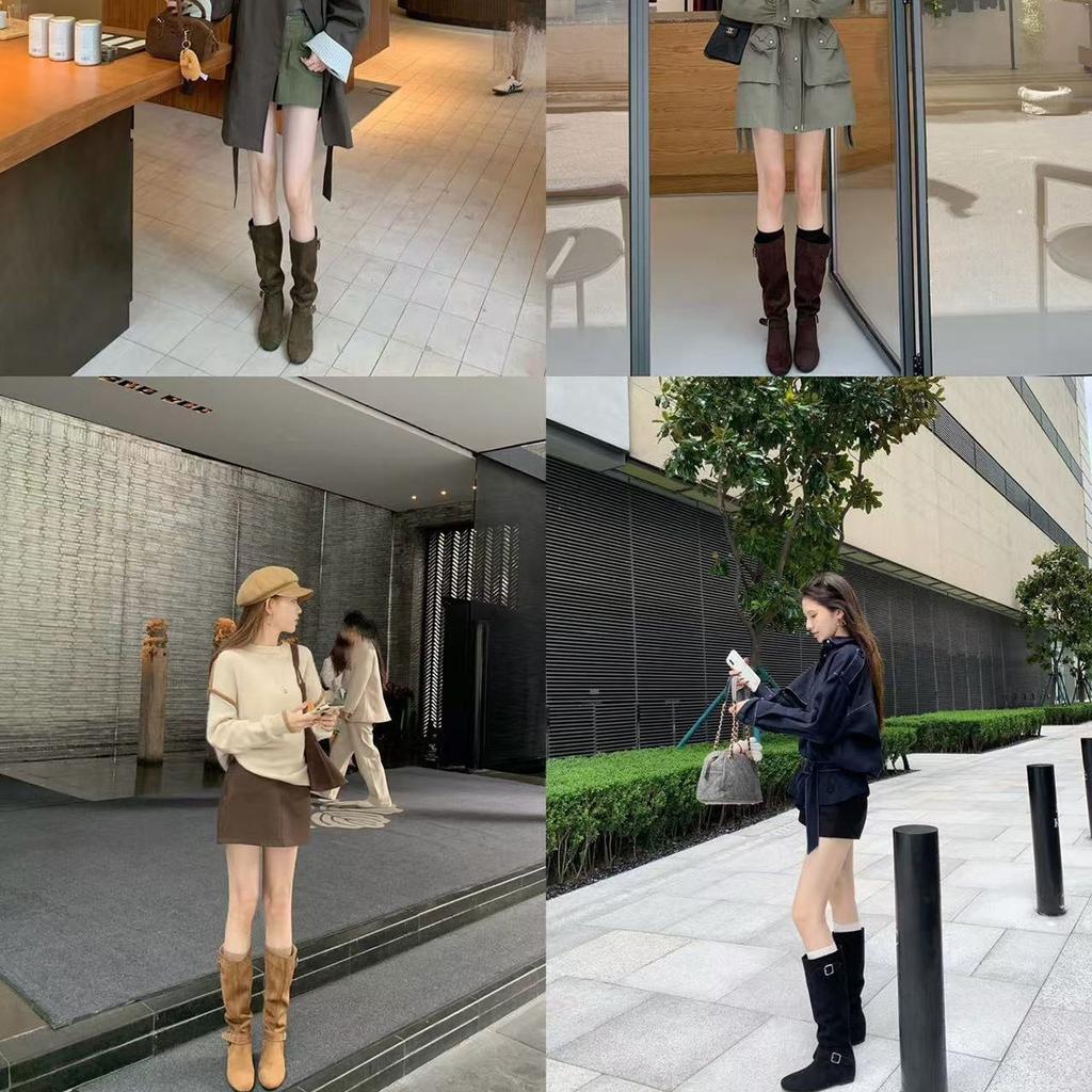 Schafslederversion~ Leder Innenhöhe Erhöhung 5cm Stacking Boots Mid-Boots Damen Neu Maillard Boots High Boots